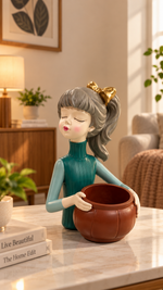 whimsical girl figurine planter – view 4