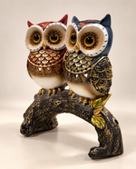Decorative Owl Couple Figurine On a Branch – view 4