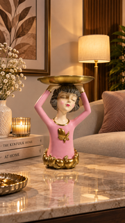 Vanity European Resin Lady Bust With Metal Fruit Candy Serving Plate – view 5