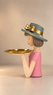 Victorian Bow Hat Girl Figurine Key Tray – view 2