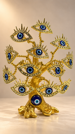 Turkish Blue Evil Eye Money Tree Figurine