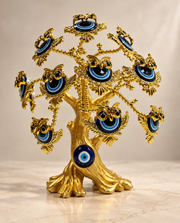 Golden Evil Eye Owl Money Tree Figurine- 12 inches