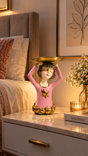 Vanity European Resin Lady Bust With Metal Fruit Candy Serving Plate – view 4