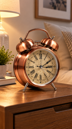 Antique Copper Vintage Twin Bell Alarm Clock – view 4