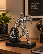 StrengthBound Muscle Man Pulling Chain Sculpture – view 3