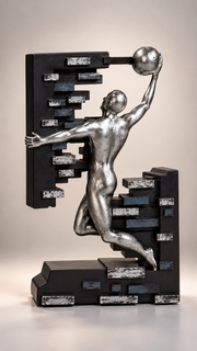 Modern Abstract Basketball Slam Dunk Sculpture – view 4