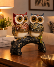 Decorative Owl Couple Figurine On a Branch – view 3
