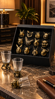 Chinese Zodiac Animal Head Shot Glass Set – view 4