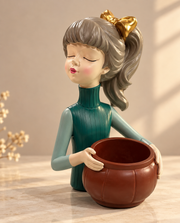 whimsical girl figurine planter