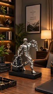 StrengthBound Muscle Man Pulling Chain Sculpture – view 5
