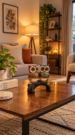 Decorative Owl Couple Figurine On a Branch – view 2