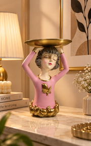Vanity European Resin Lady Bust With Metal Fruit Candy Serving Plate – view 3