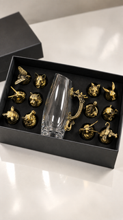 Chinese Zodiac Animal Head Shot Glasses and Decanter Gift Set