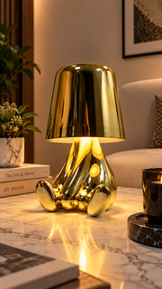 Nordic Little Golden Man Thinker Lamp – view 3