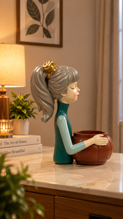 whimsical girl figurine planter – view 3